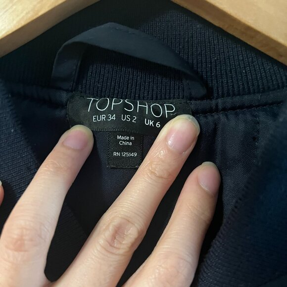 TOPSHOP Navy blue bomber jacket - Picture 3 of 11